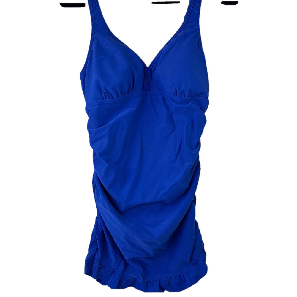 Nygard Black Label Blue One-Piece Swimsuit with Skirt